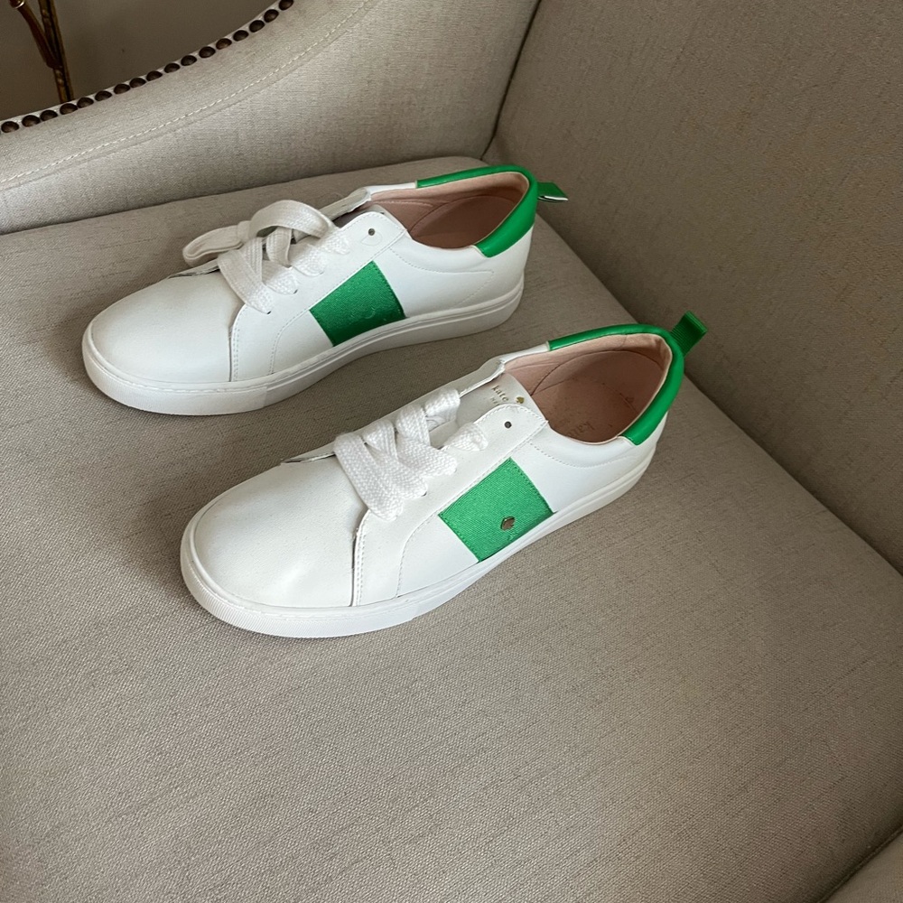 kate spade White Sneakers with Green Accents - Women's Athletic Shoes